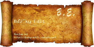 Béky Edit névjegykártya
